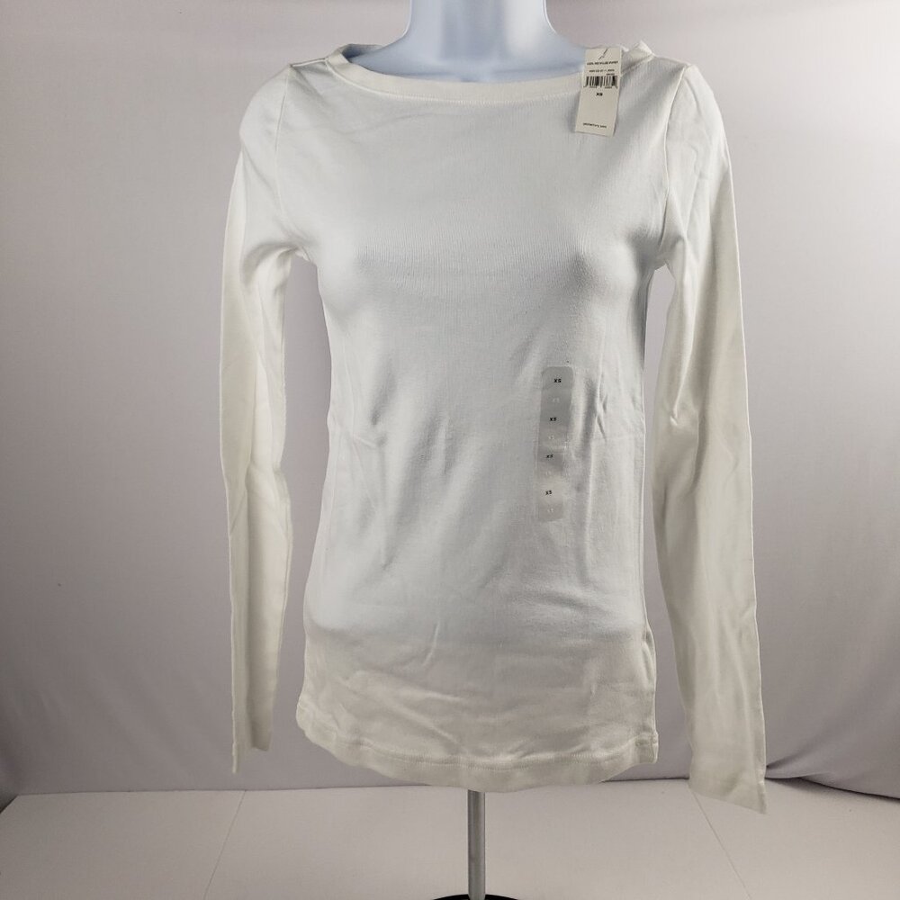 Gap Factory White XS Boatneck Long Sleeve Womens T-shirt Top